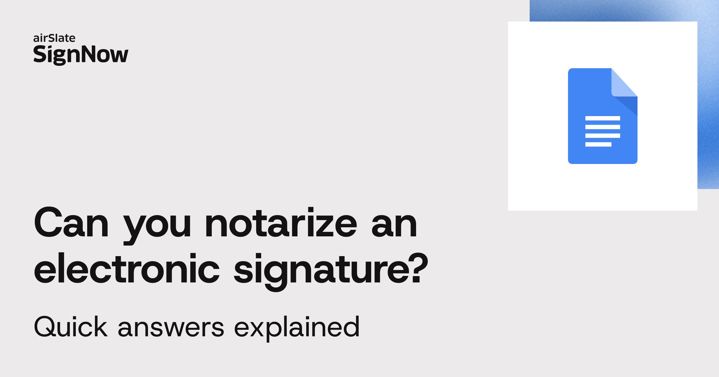 A blog thumbnail image with text: Can you notarize an eSignature?